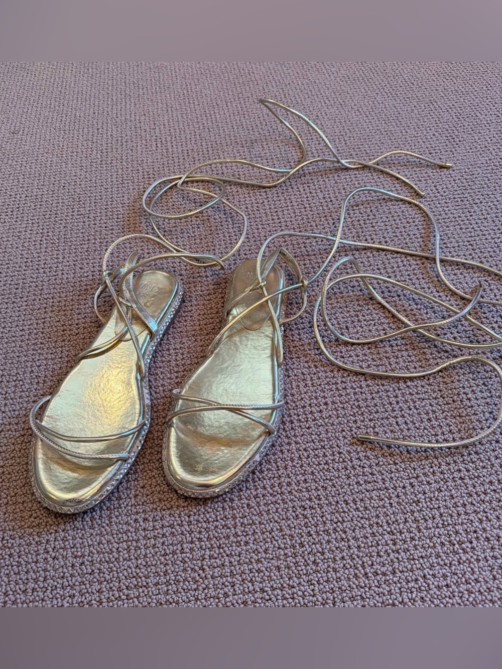 Mix No. 6 Metallic Gold Lace-Up Strappy Sandals